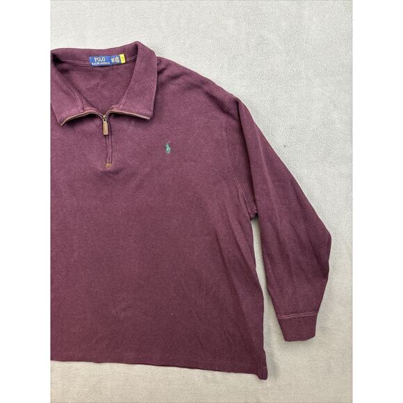 Polo Ralph Lauren Sweater Mens 3XB Purple Burgundy 1/4 Zip Pullover Sweatshirt - Picture 4 of 8